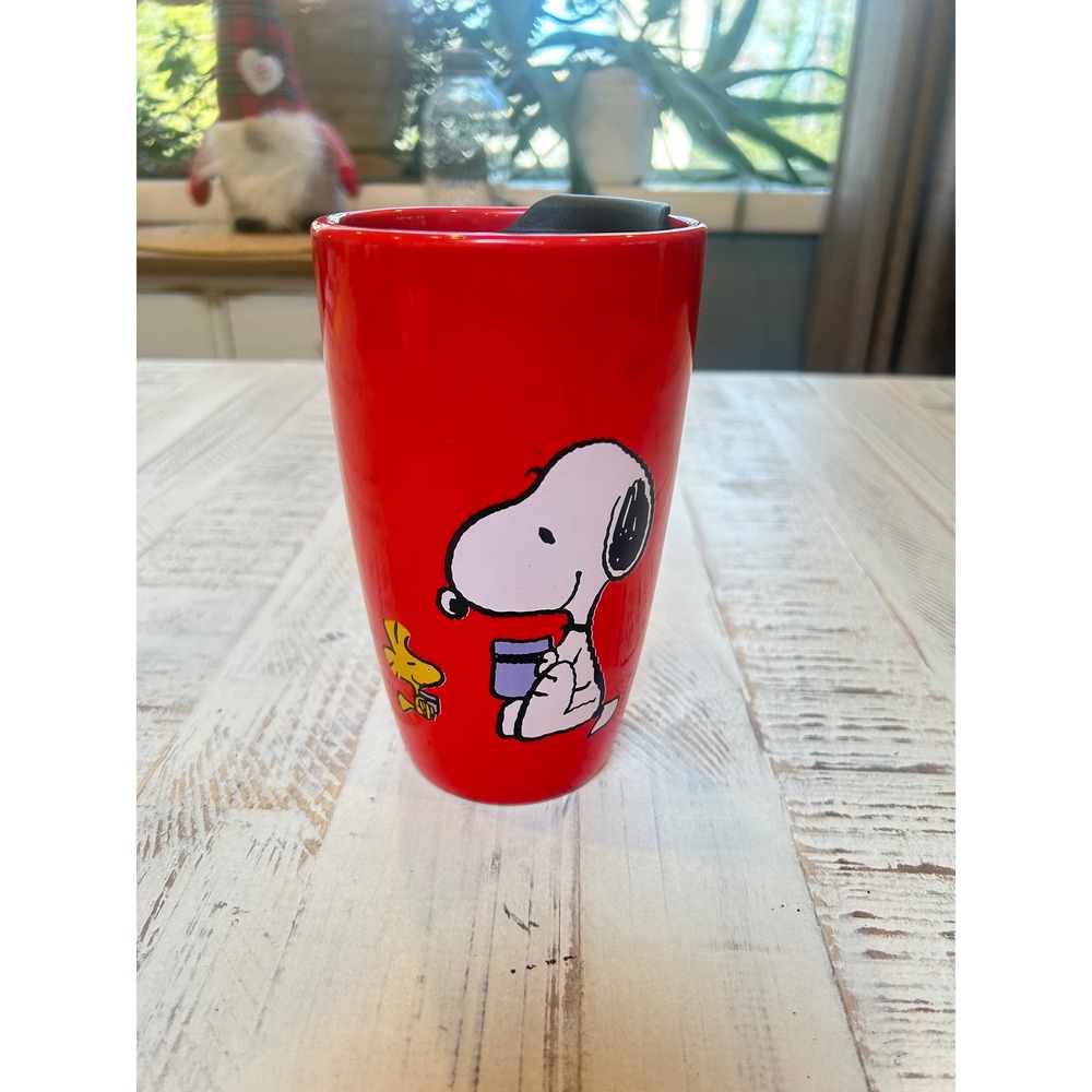 Snoopy Peanuts Stoneware Travel Mug Red Modern Gourmet Foods‎ 2021